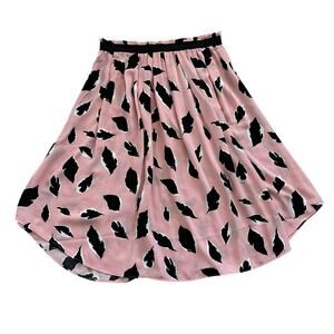 Ann Taylor Loft pink & black feather print midi skirt size S NWT